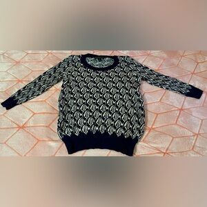 🐠 J. Crew Navy and White Fish Patterned Sweater 🐠